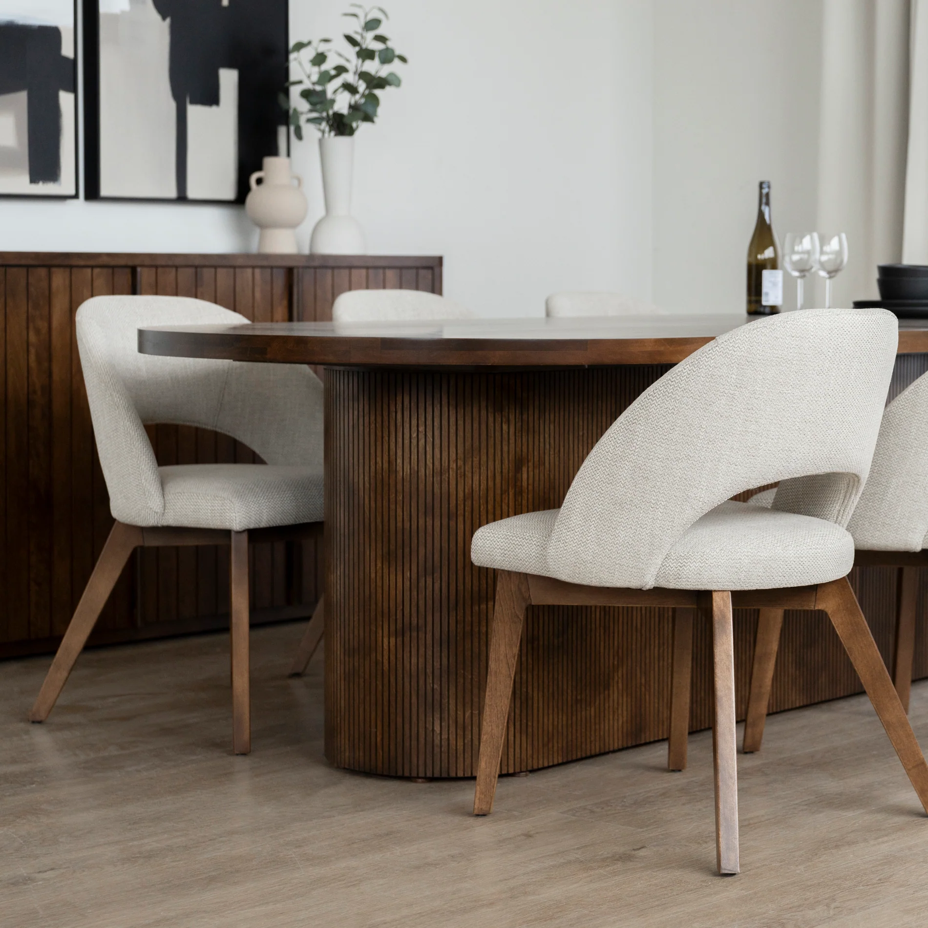 Chaise de cuisine en tissu reflet d'argent - Beth - Image 8