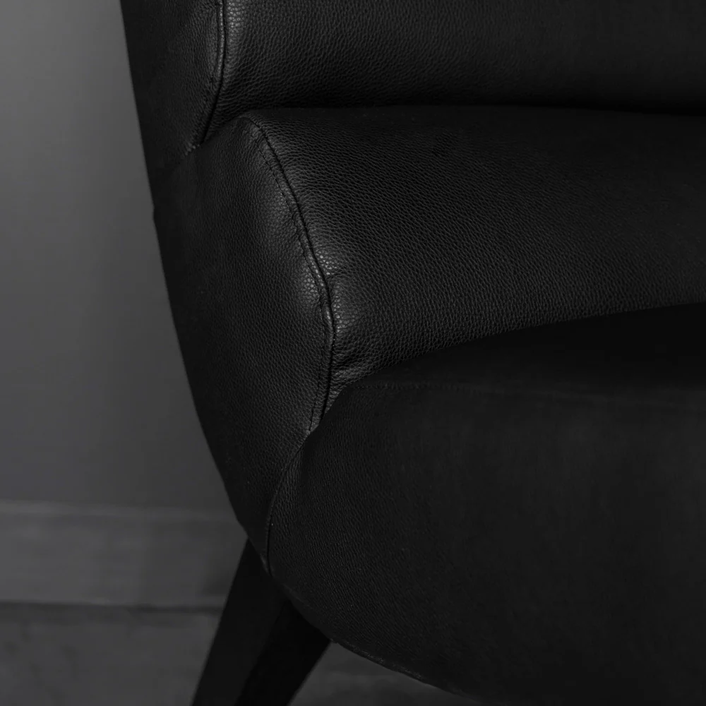 Fauteuil  en cuir végane noir - Barry - Image 3