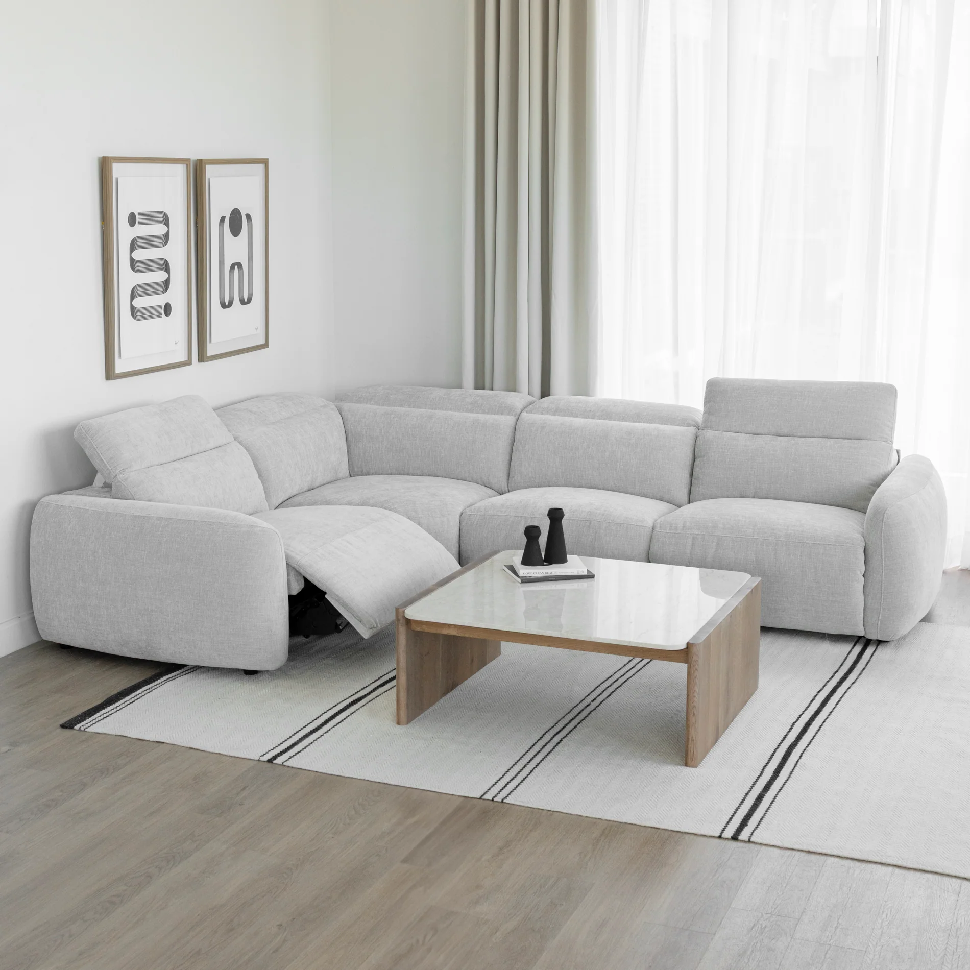 Sectionnel inclinable en tissu duvet d'oie - Austin - Image 11