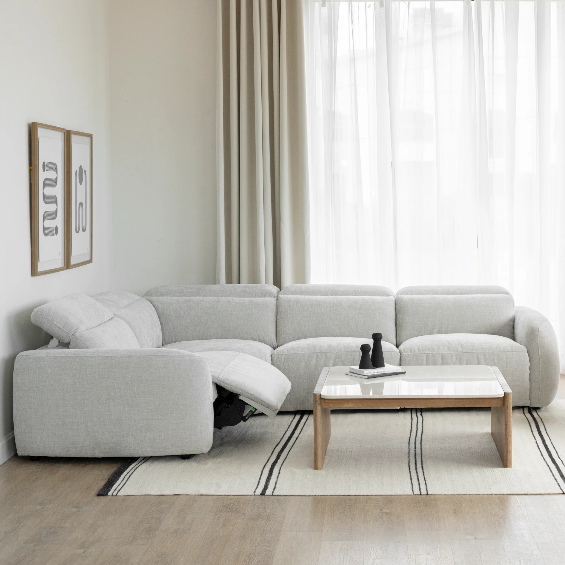 Sectionnel inclinable en tissu duvet d'oie - Austin - Image 13