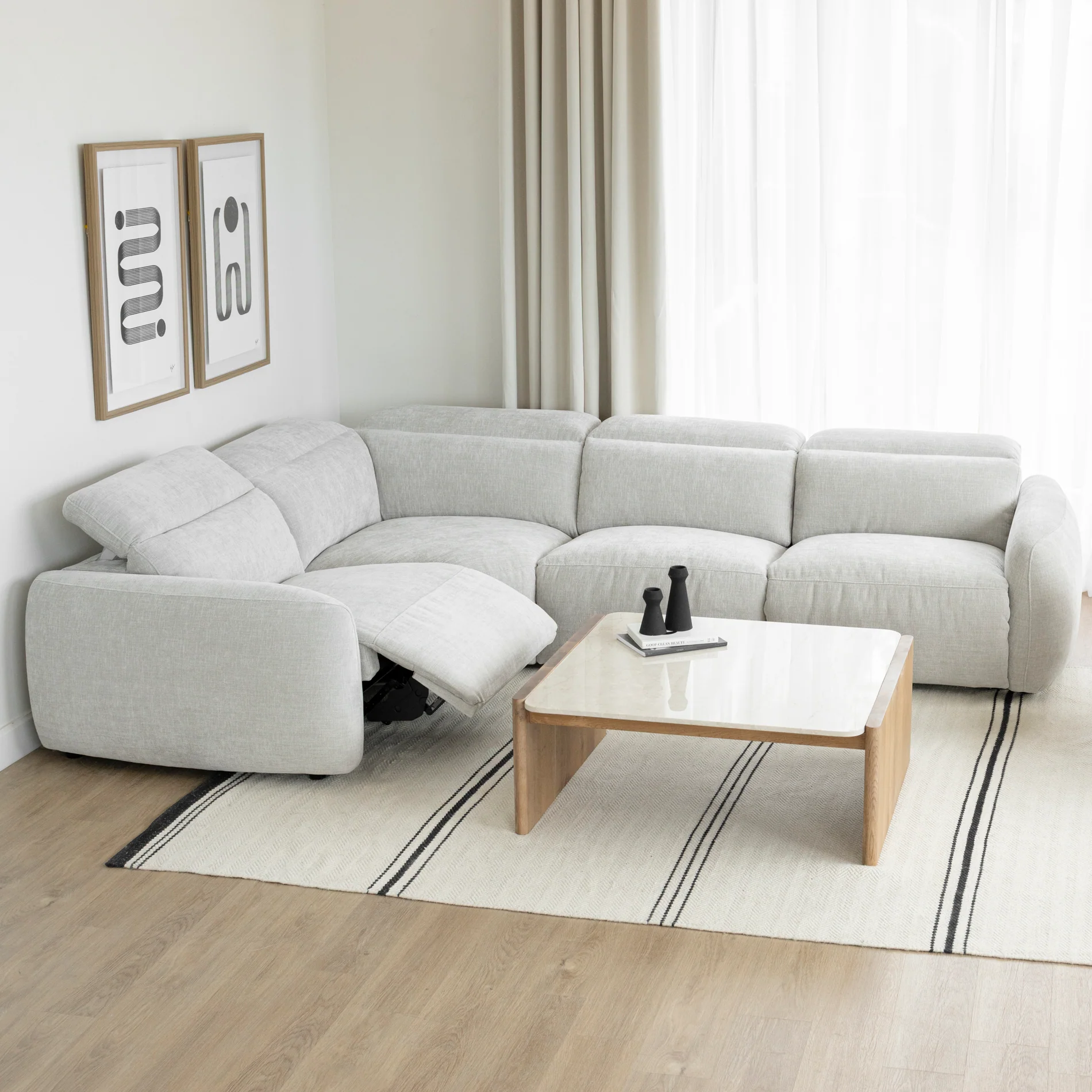 Sectionnel inclinable en tissu duvet d'oie - Austin - Image 15