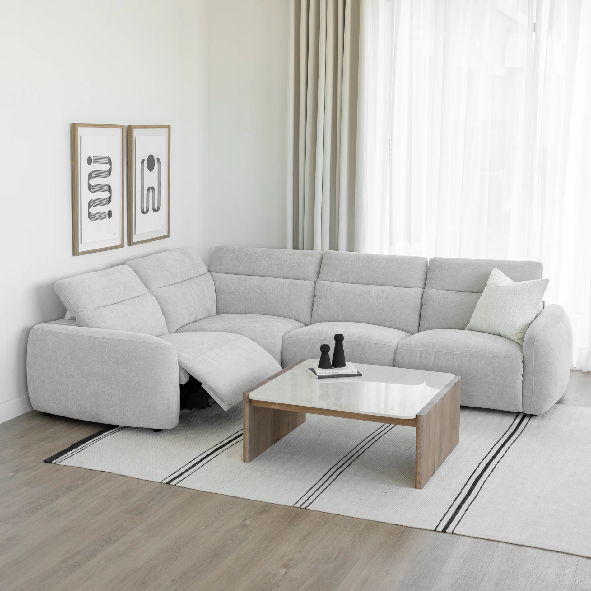 Sectionnel inclinable en tissu duvet d'oie - Austin - Image 18