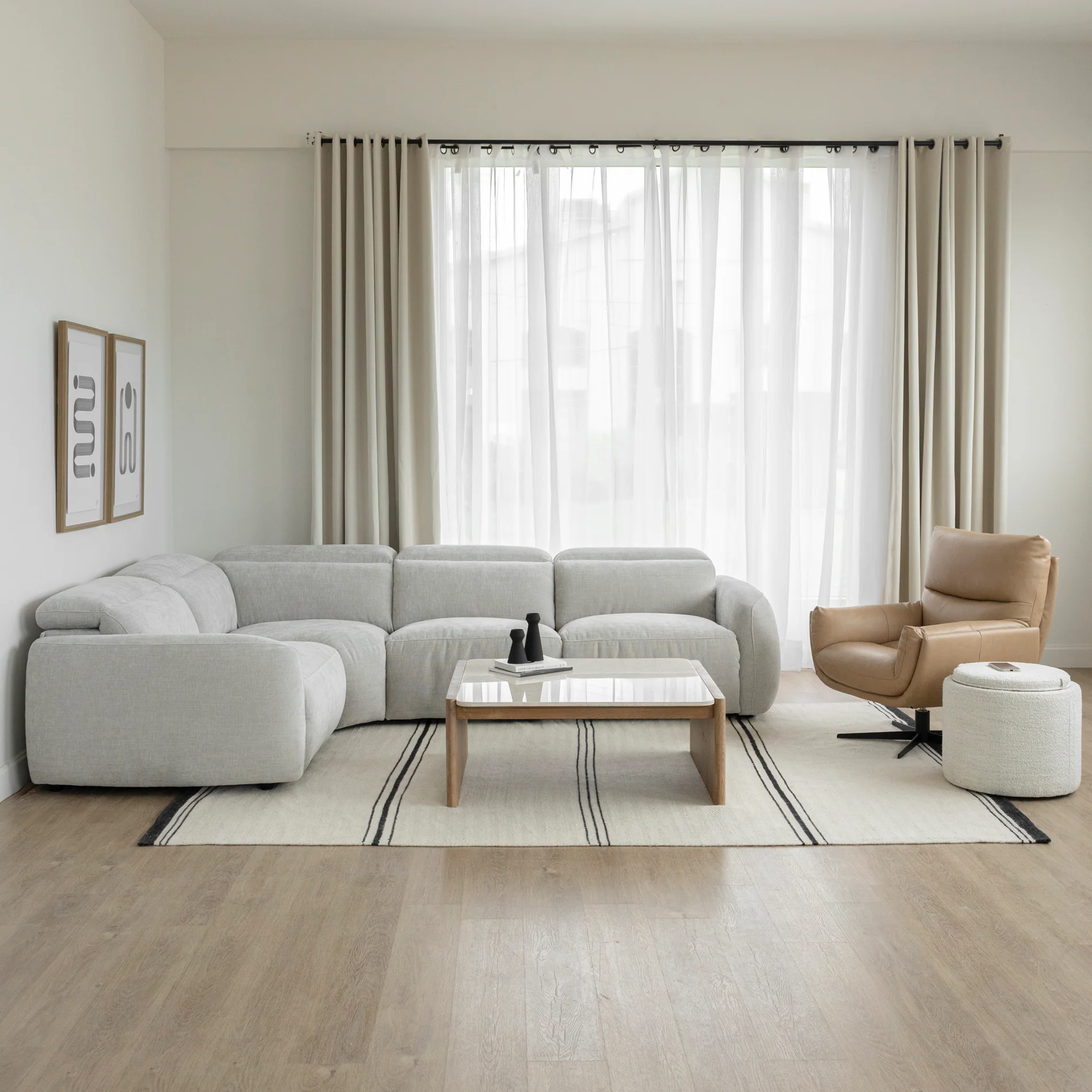 Sectionnel inclinable en tissu duvet d'oie - Austin - Image 19