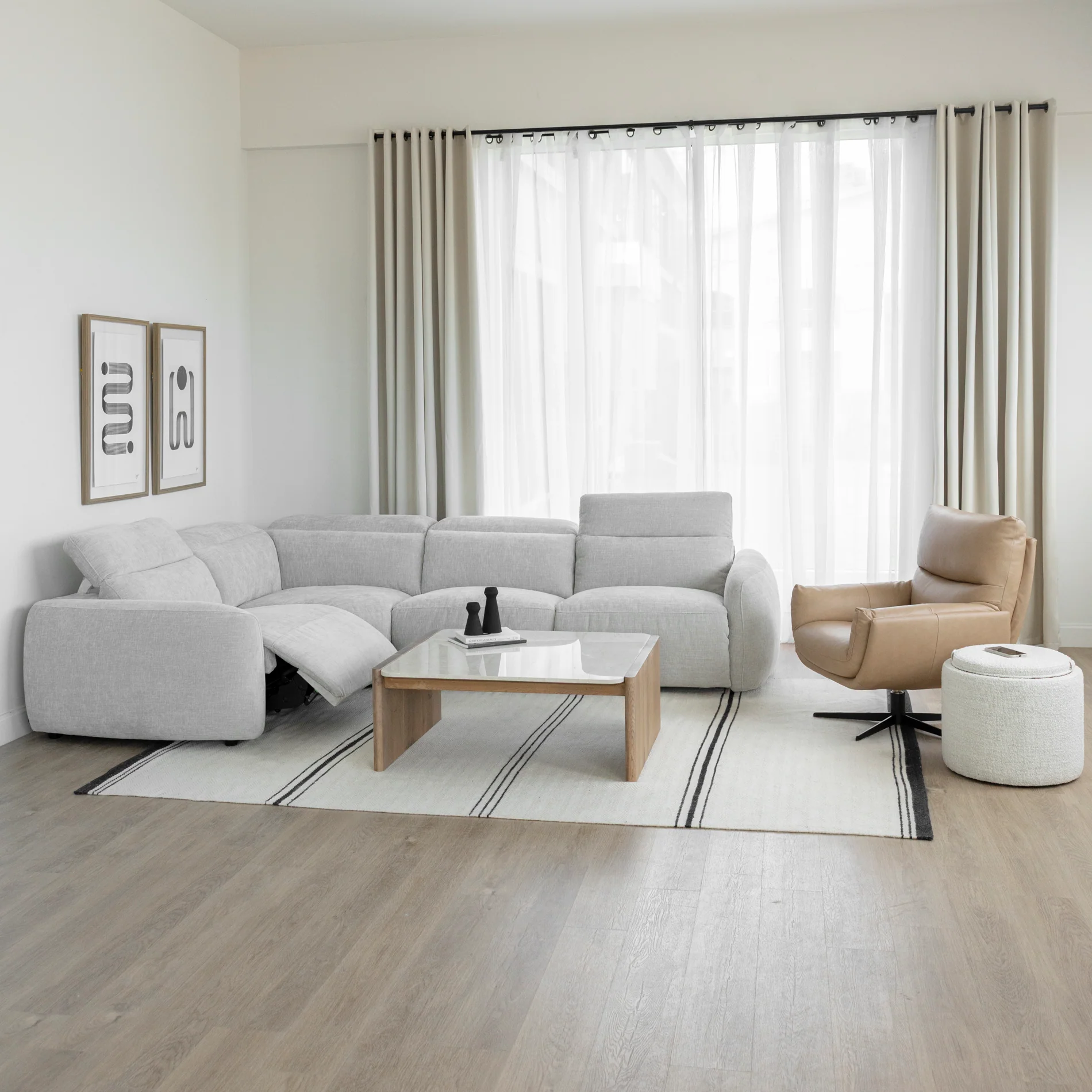 Sectionnel inclinable en tissu duvet d'oie - Austin - Image 30