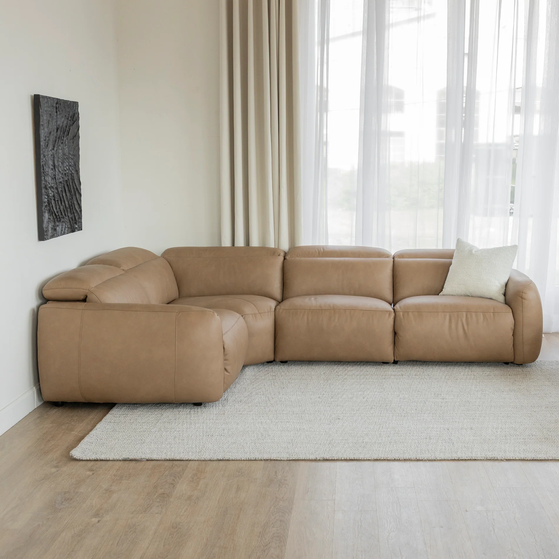 Sectionnel inclinable en cuir café - Austin - Image 15