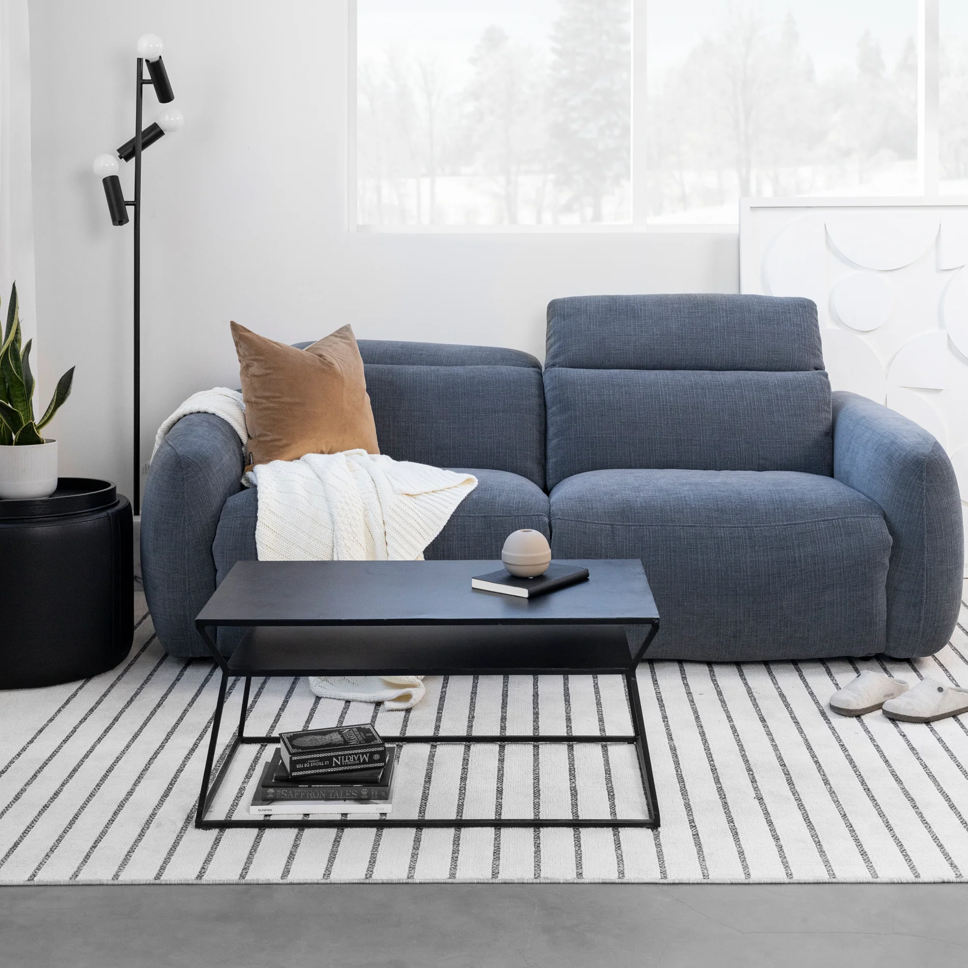 Sectionnel inclinable en tissu indigo - Austin - Image 8