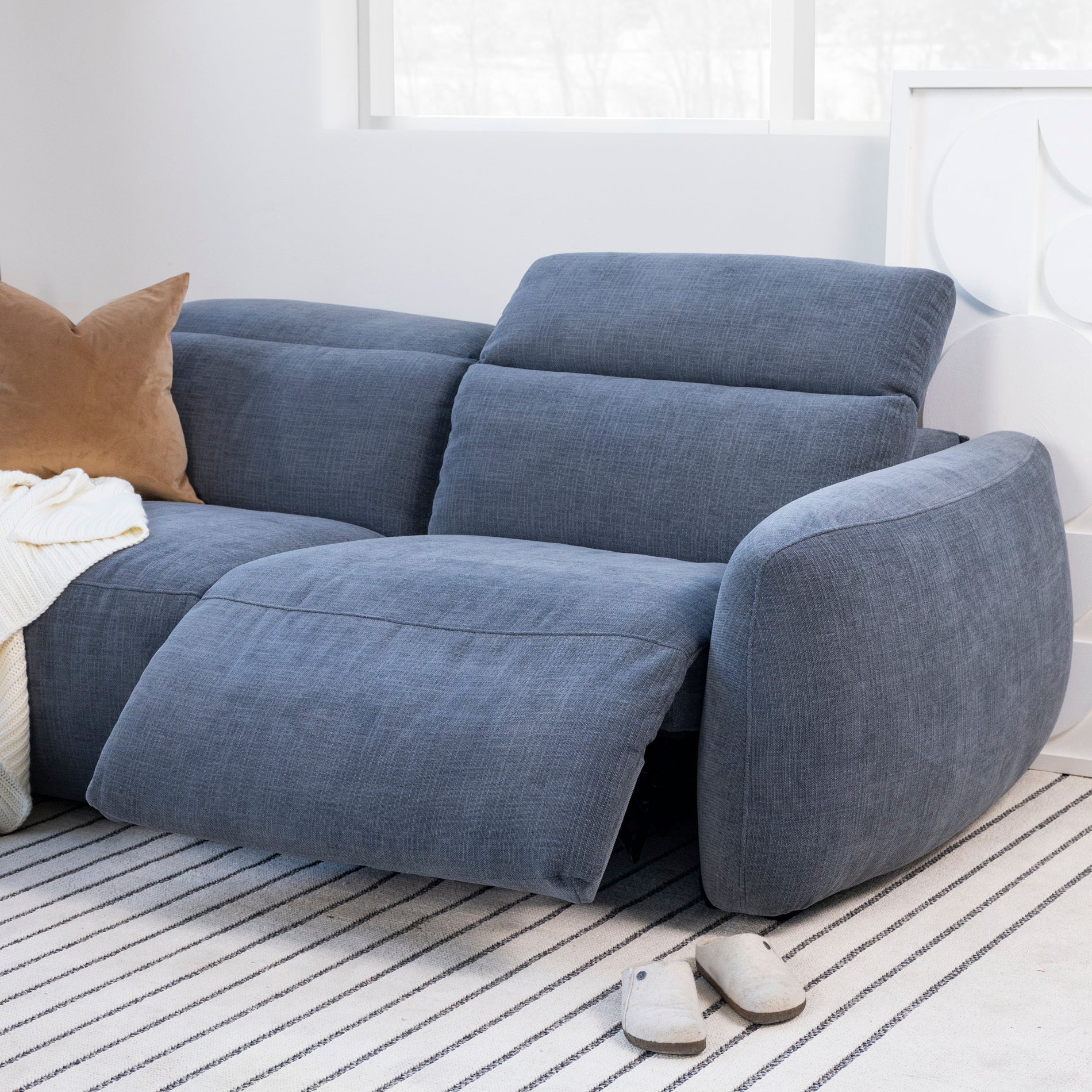 Sectionnel inclinable en tissu indigo - Austin - Image 9
