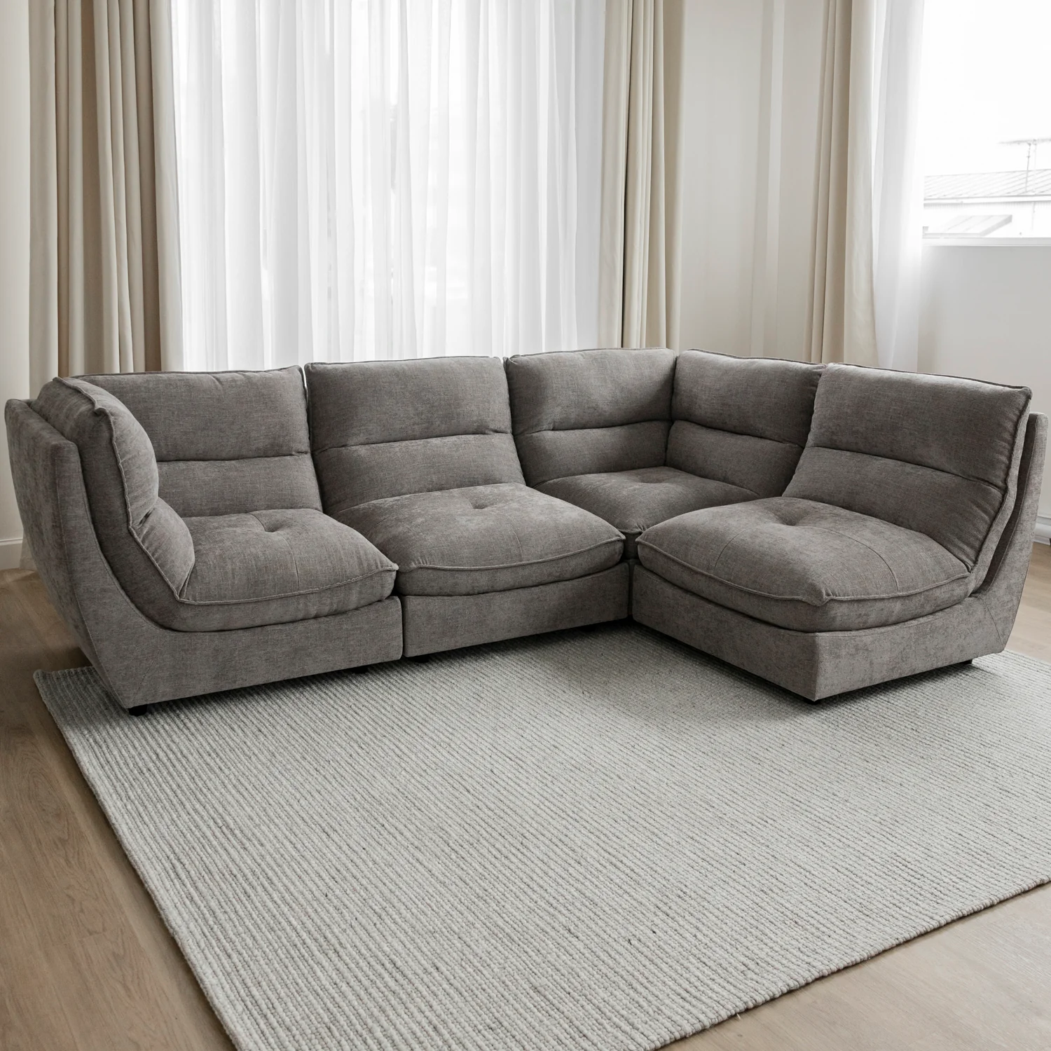 Modulaire en tissu gris fumée - Delano - Image 10