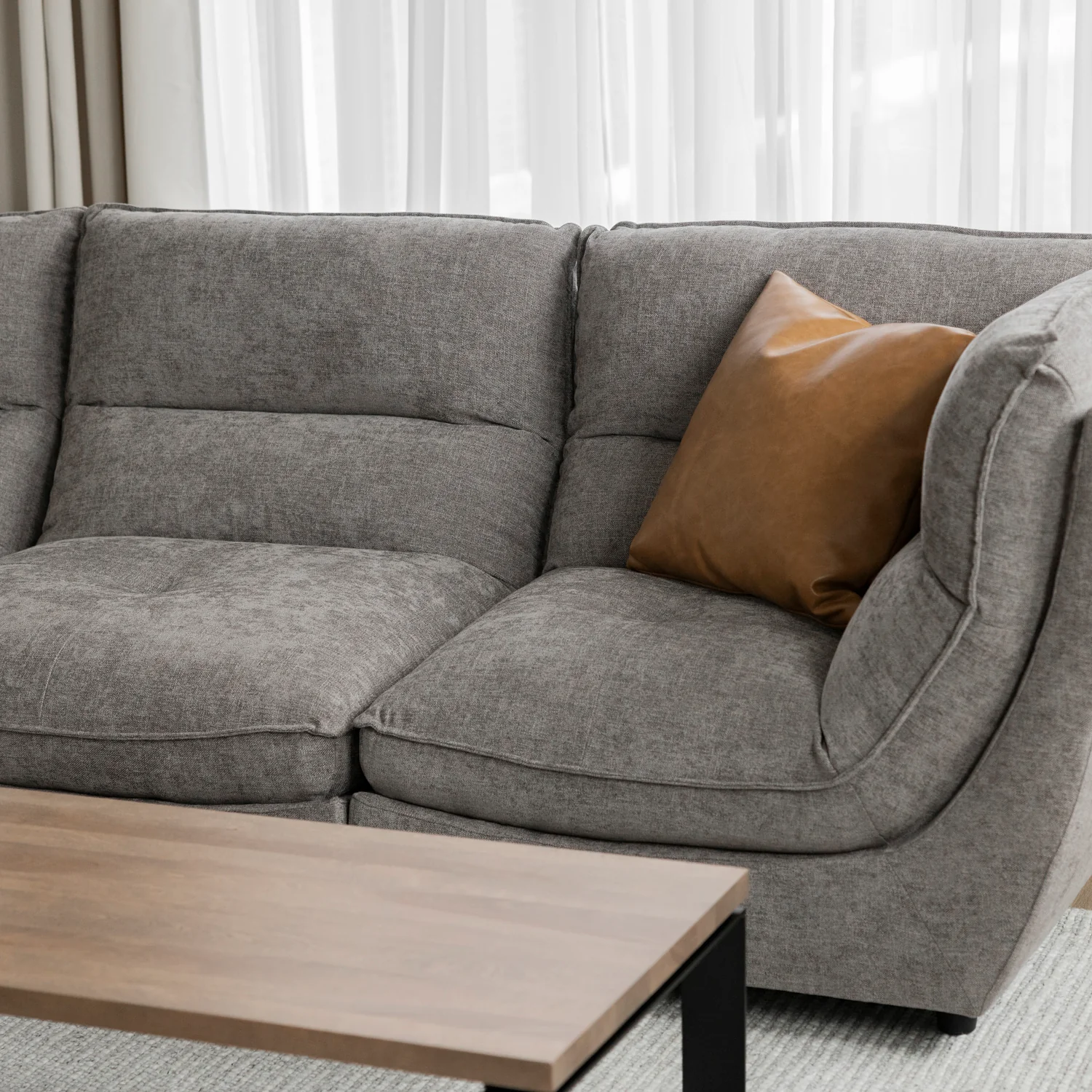 Modulaire en tissu gris fumée - Delano - Image 13