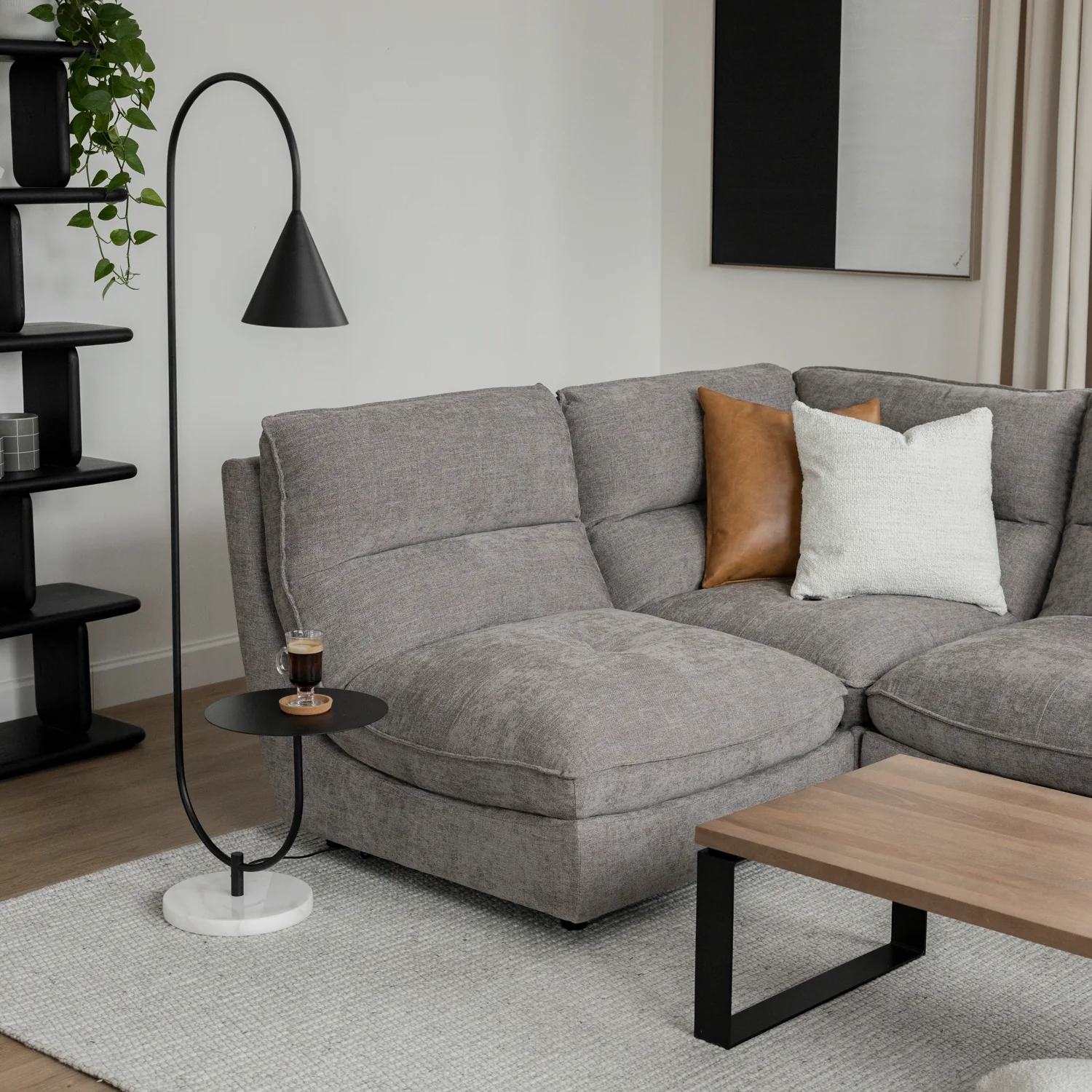 Modulaire en tissu gris fumée - Delano - Image 3