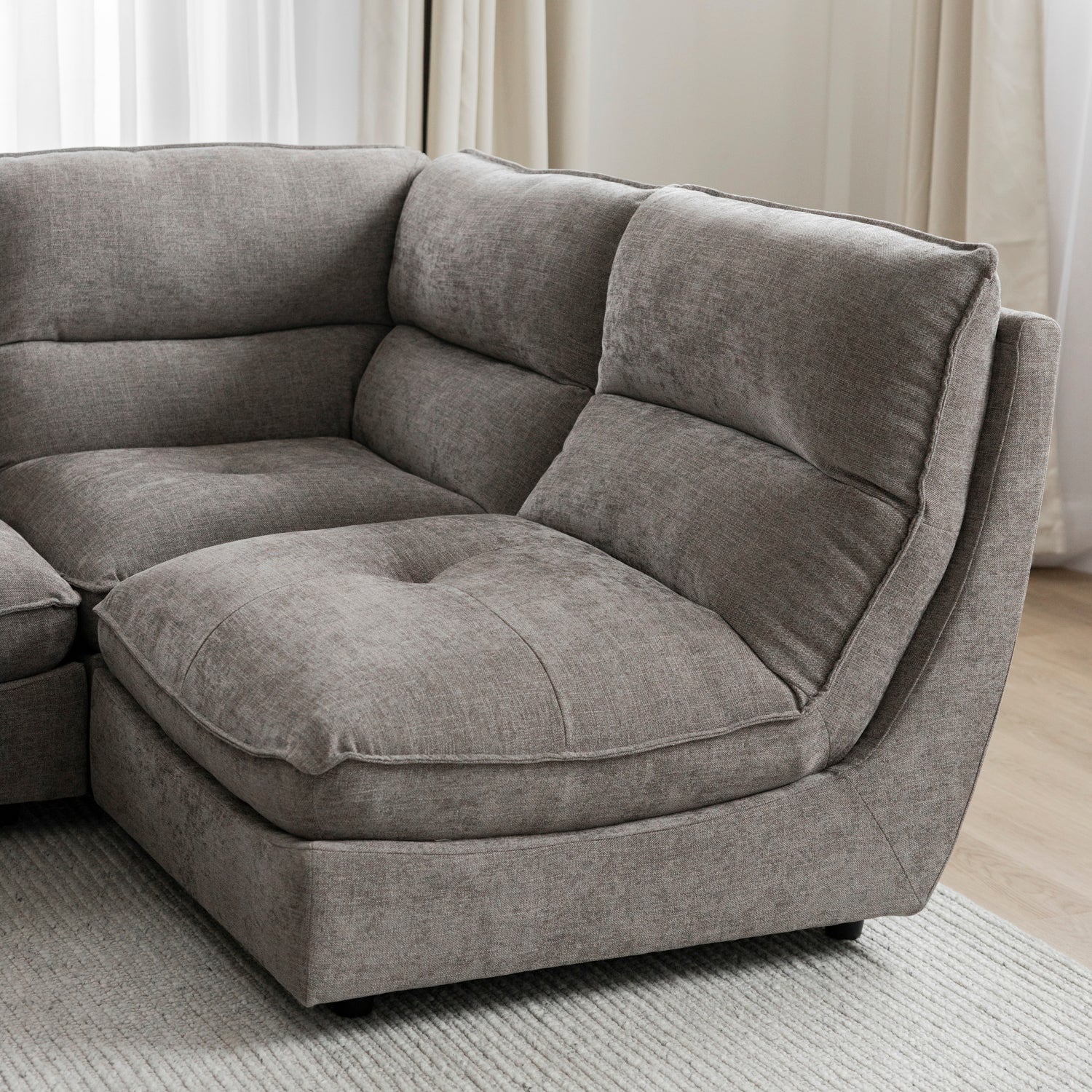 Modulaire en tissu gris fumée - Delano - Image 8
