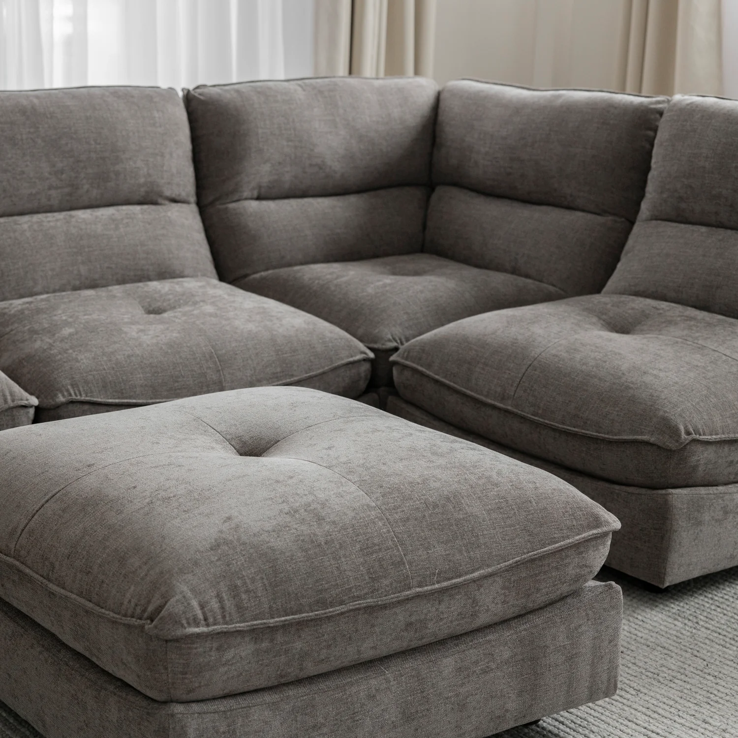 Modulaire en tissu gris fumée - Delano - Image 9