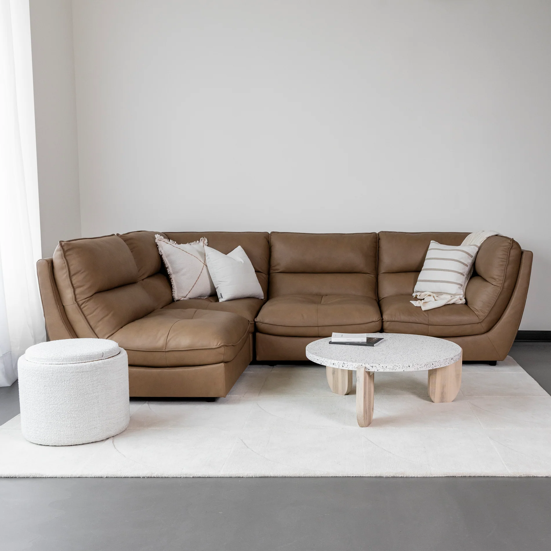 Modulaire en cuir café - Delano - Image 5