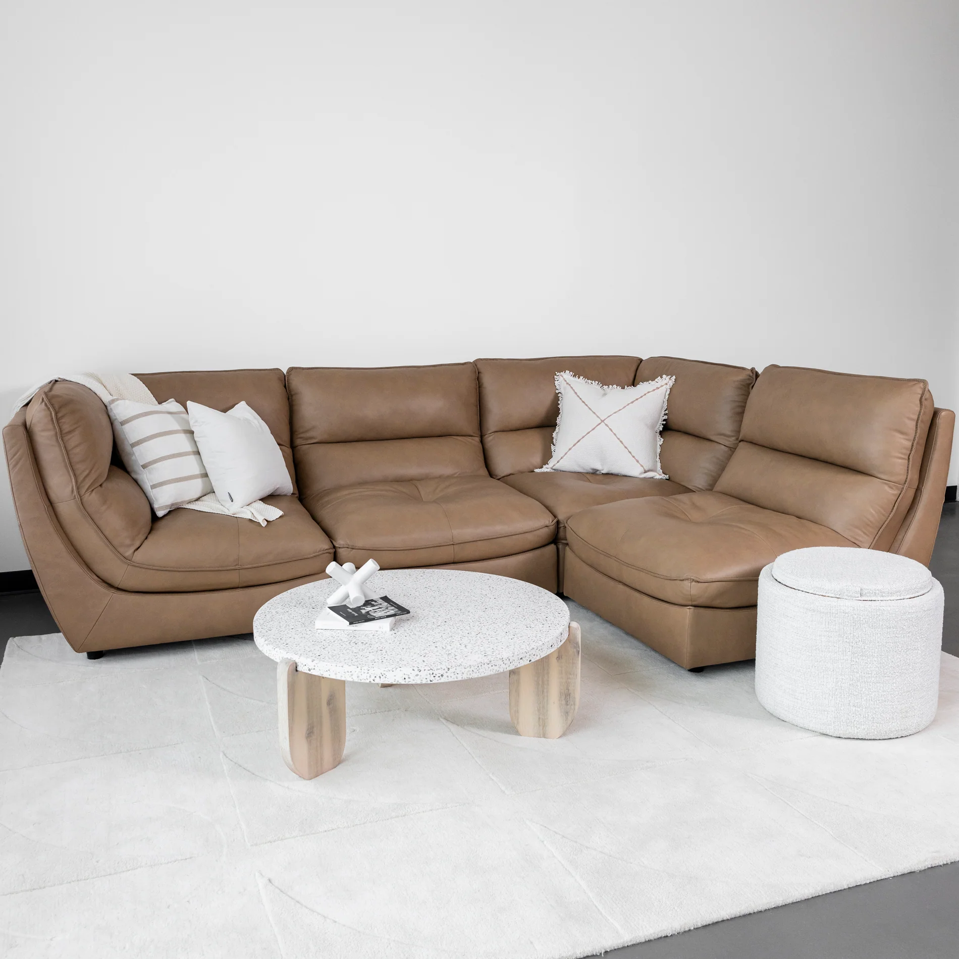 Modulaire en cuir café - Delano - Image 7