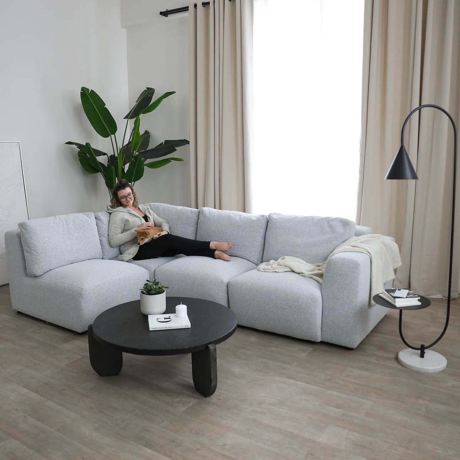 Modulaire en tissu gris doux - Henri - Image 3