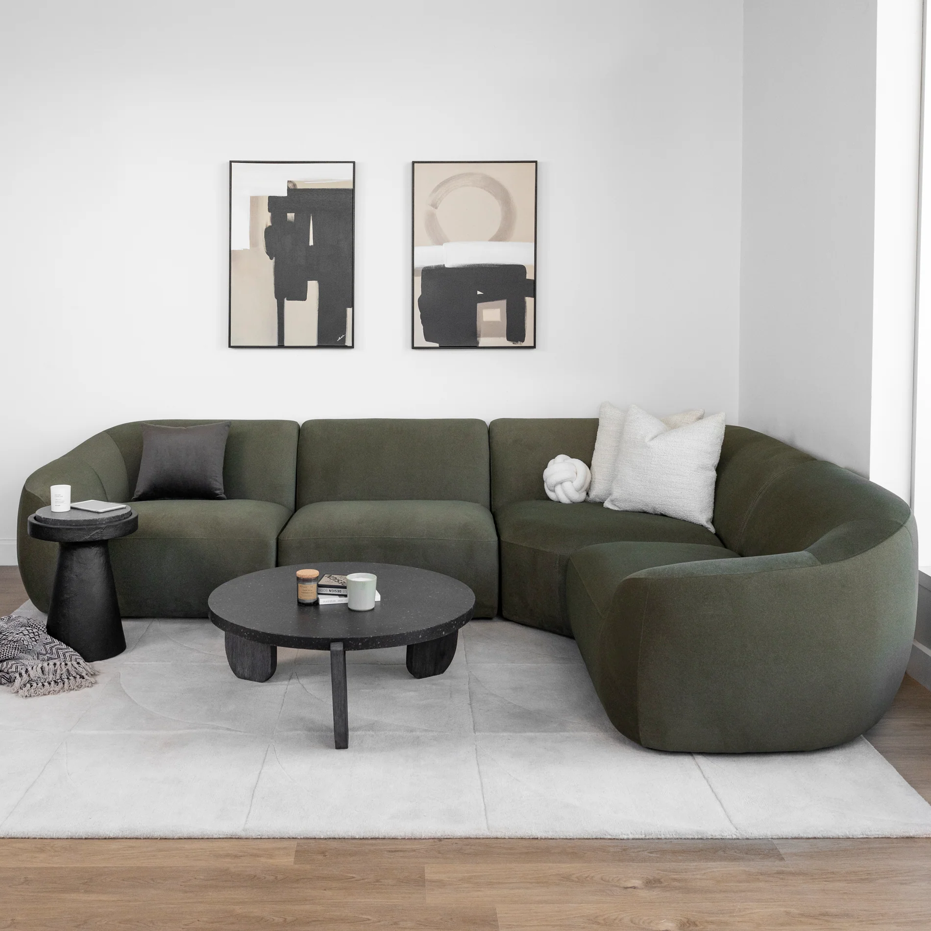 Modulaire en tissu vert feutré - Lowell - Image 10
