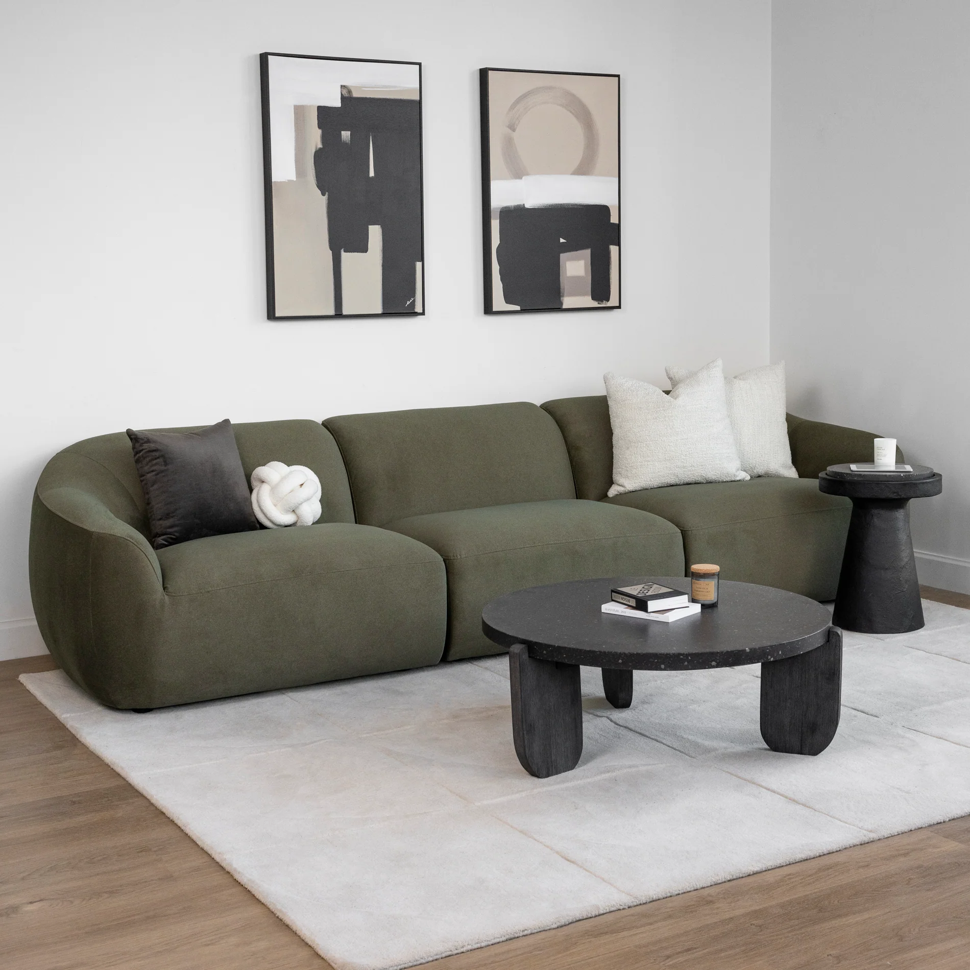 Modulaire en tissu vert feutré - Lowell - Image 11