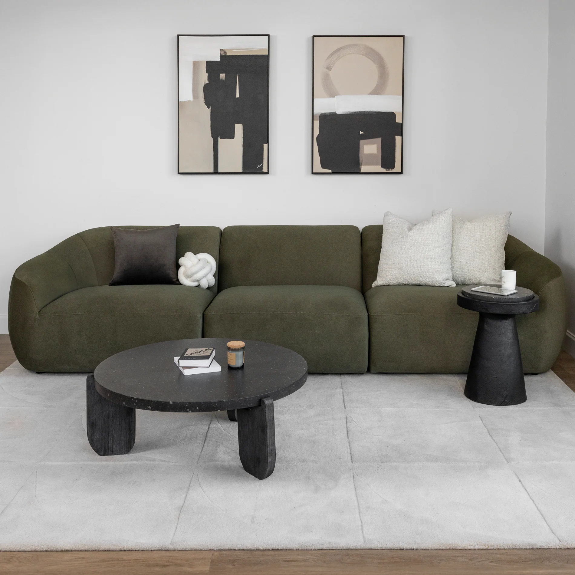 Modulaire en tissu vert feutré - Lowell - Image 12
