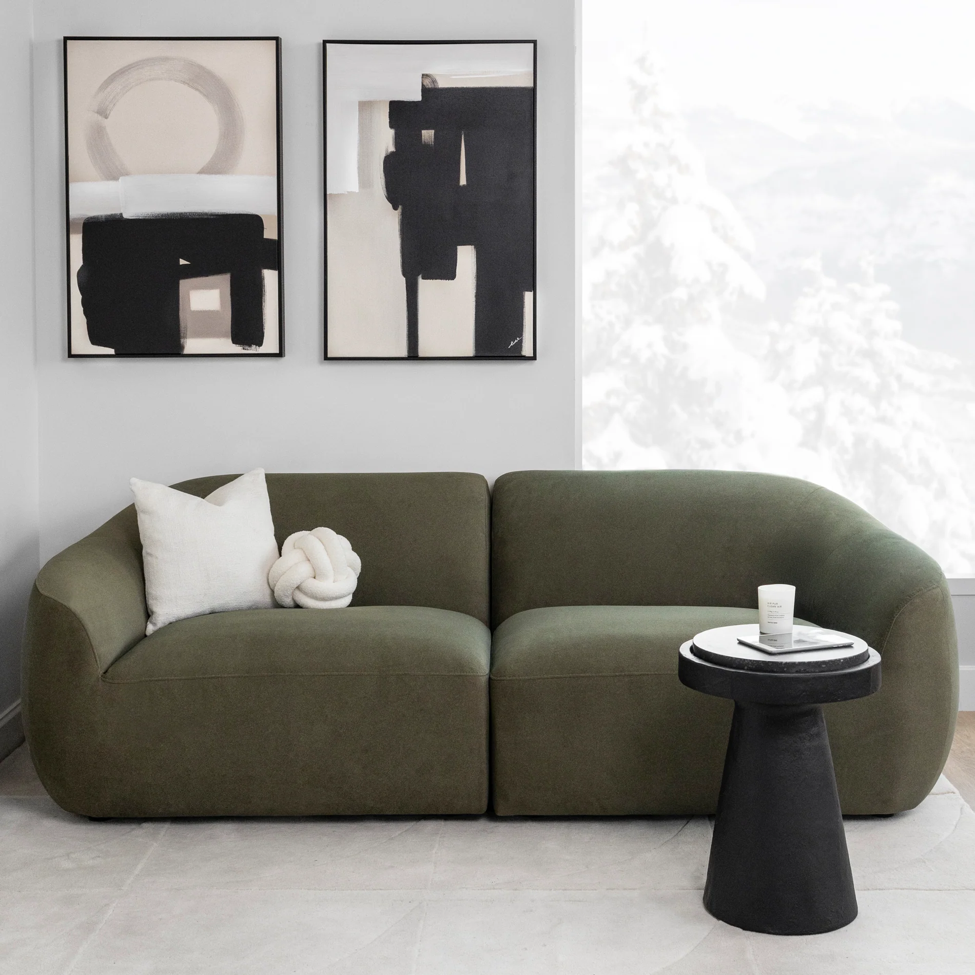 Modulaire en tissu vert feutré - Lowell - Image 13