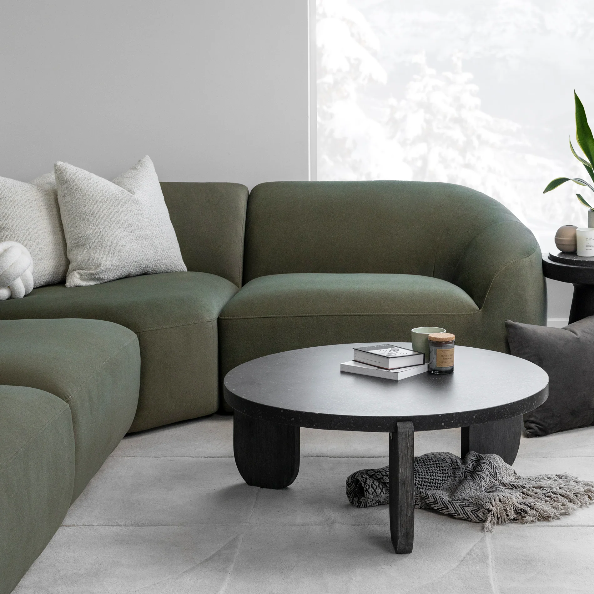 Modulaire en tissu vert feutré - Lowell - Image 8
