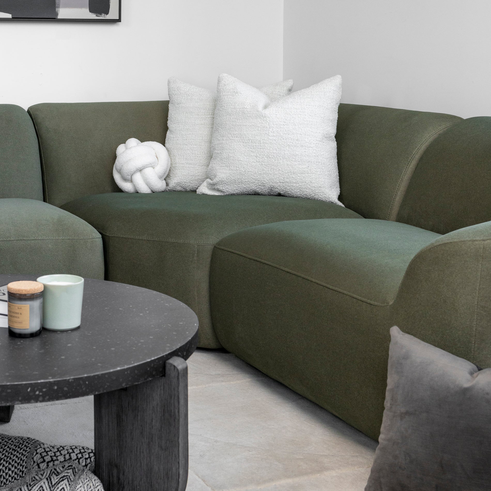 Modulaire en tissu vert feutré - Lowell - Image 9