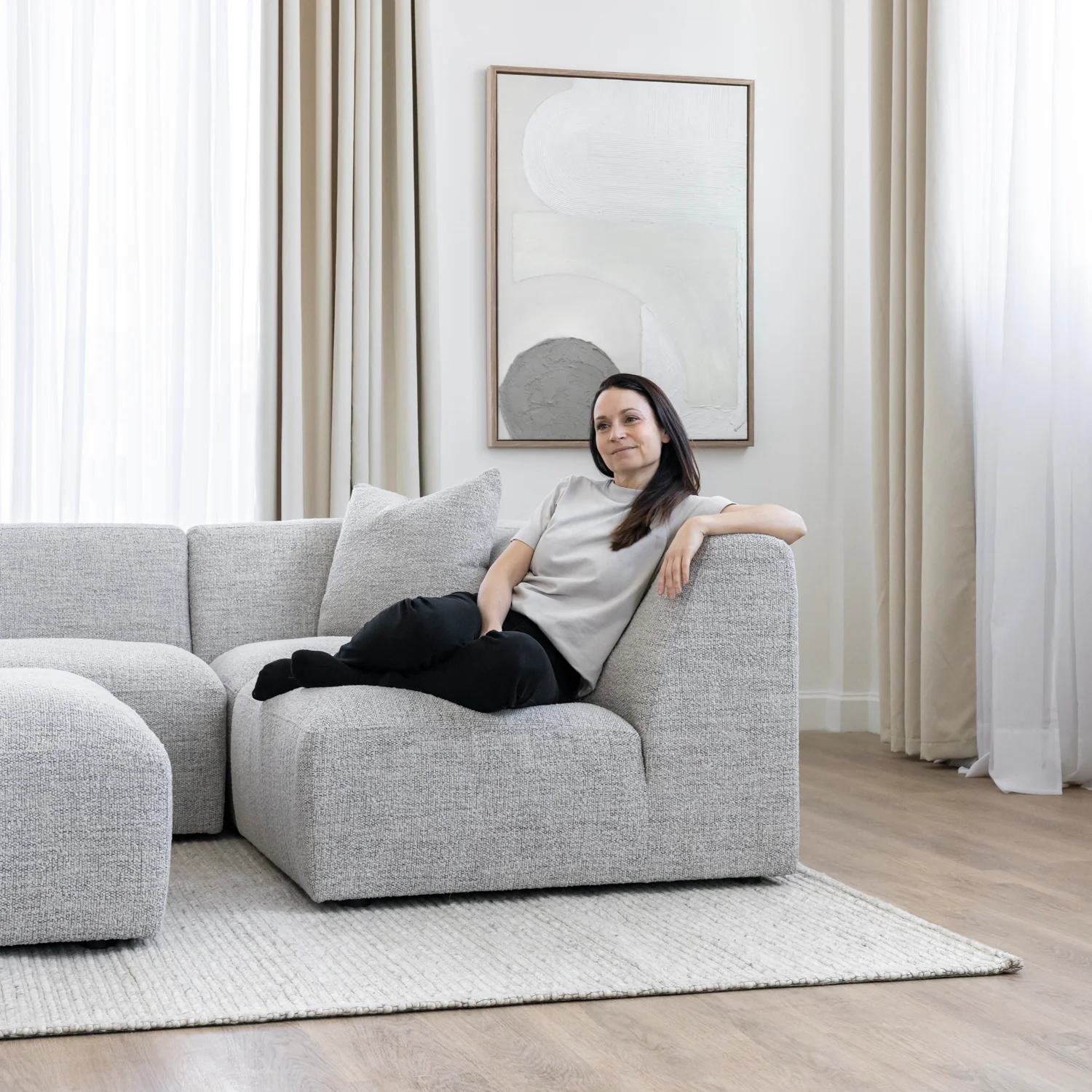 Modulaire en tissu bouclé gris - Maverick - Image 4