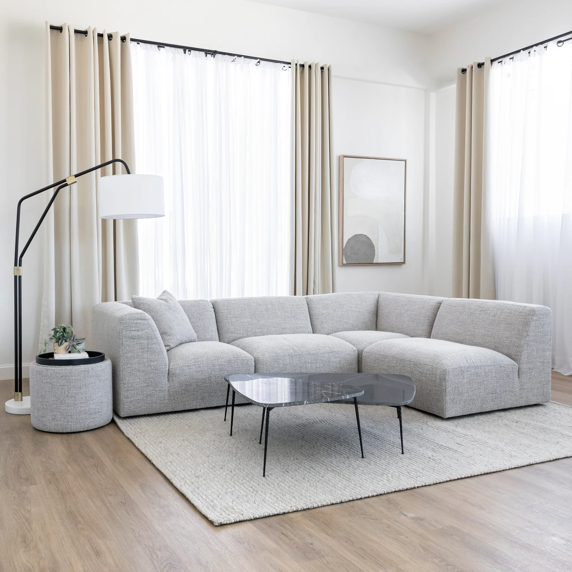 Modulaire en tissu bouclé gris - Maverick - Image 8