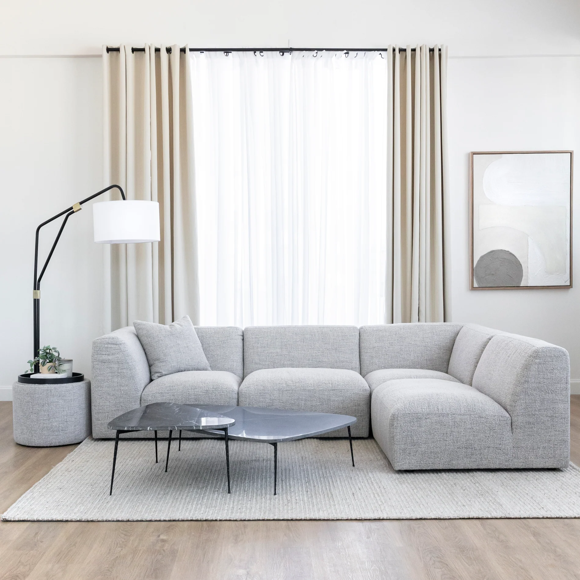 Modulaire en tissu bouclé gris - Maverick - Image 9
