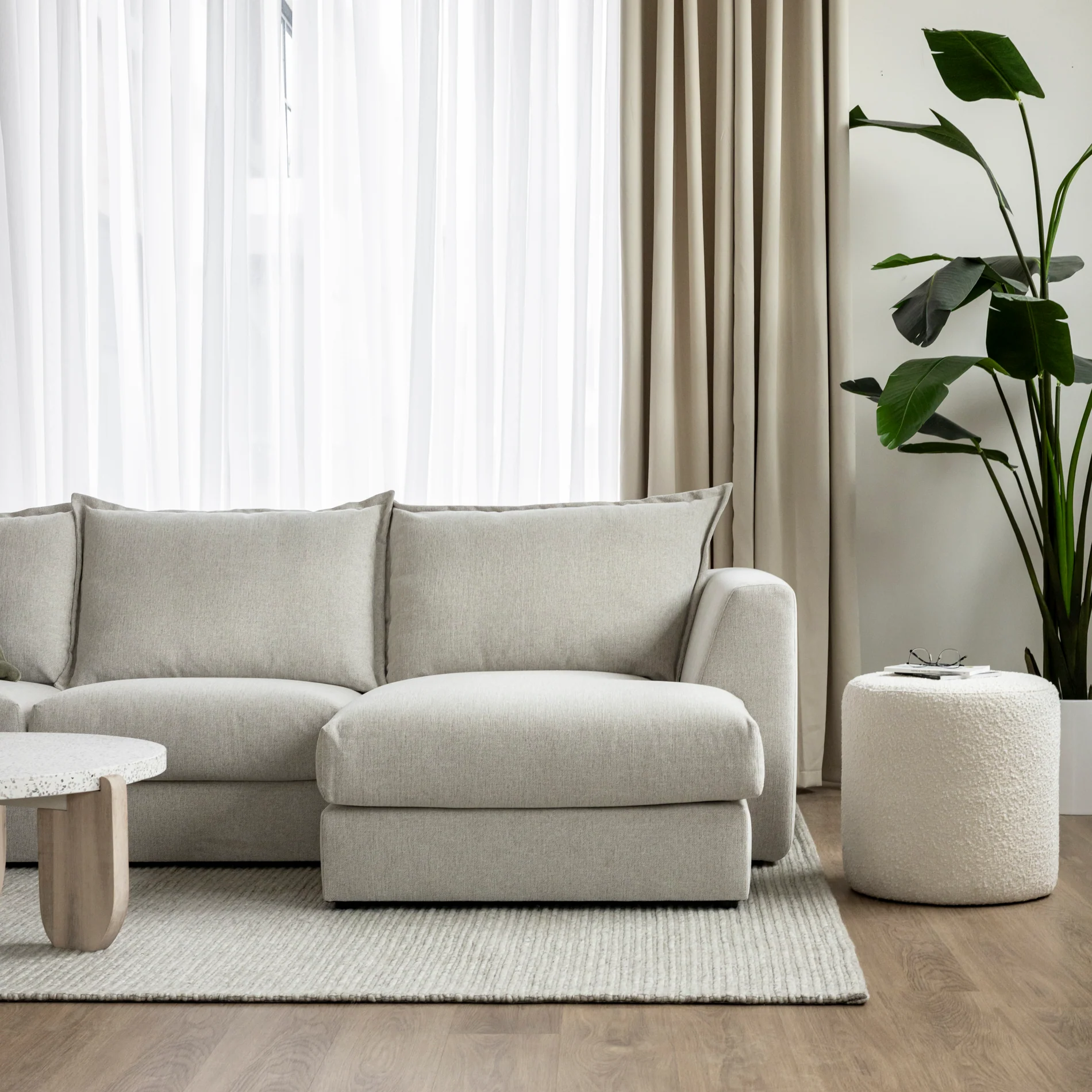 Modulaire en tissu greige pâle - Milan - Image 10