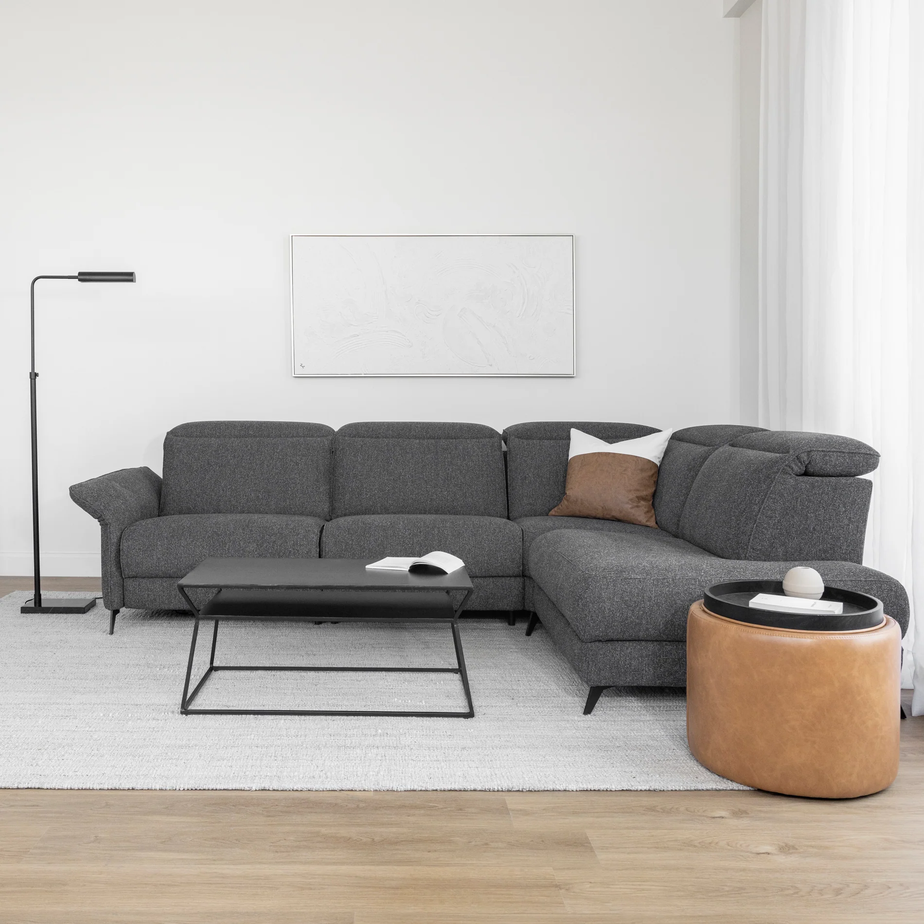 Sectionnel inclinable en tissu anthracite - Solano - Image 10