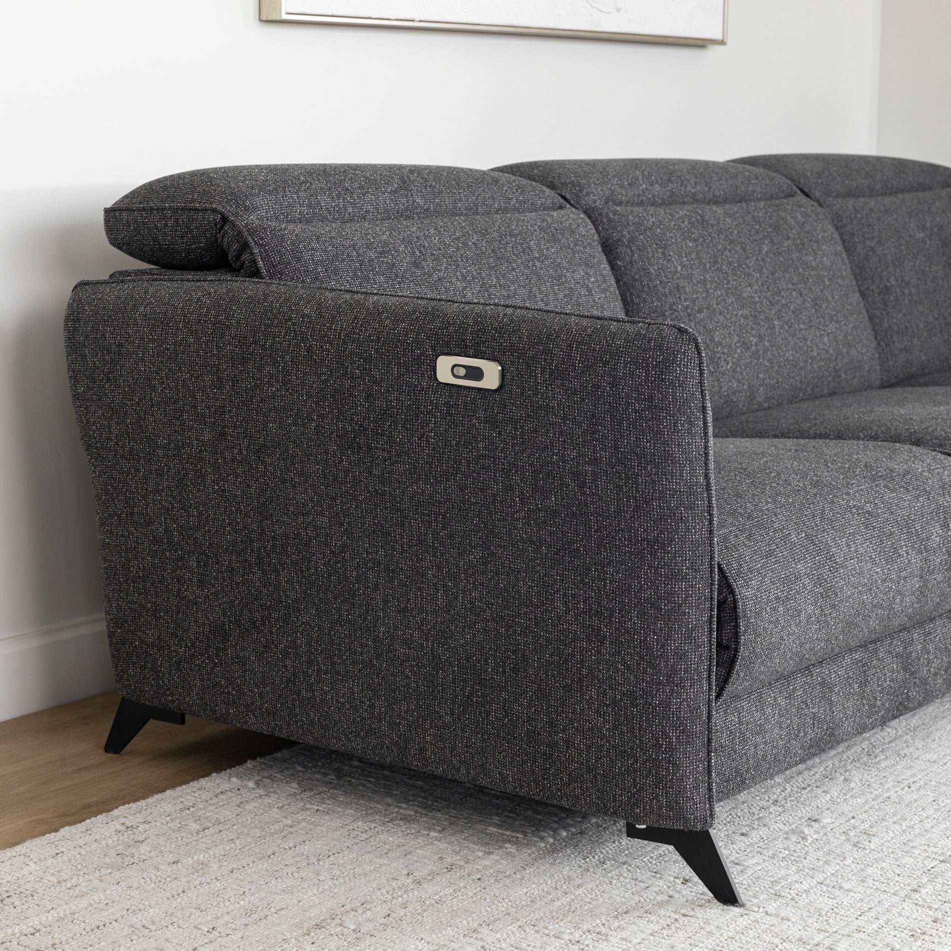 Sectionnel inclinable en tissu anthracite - Solano - Image 2