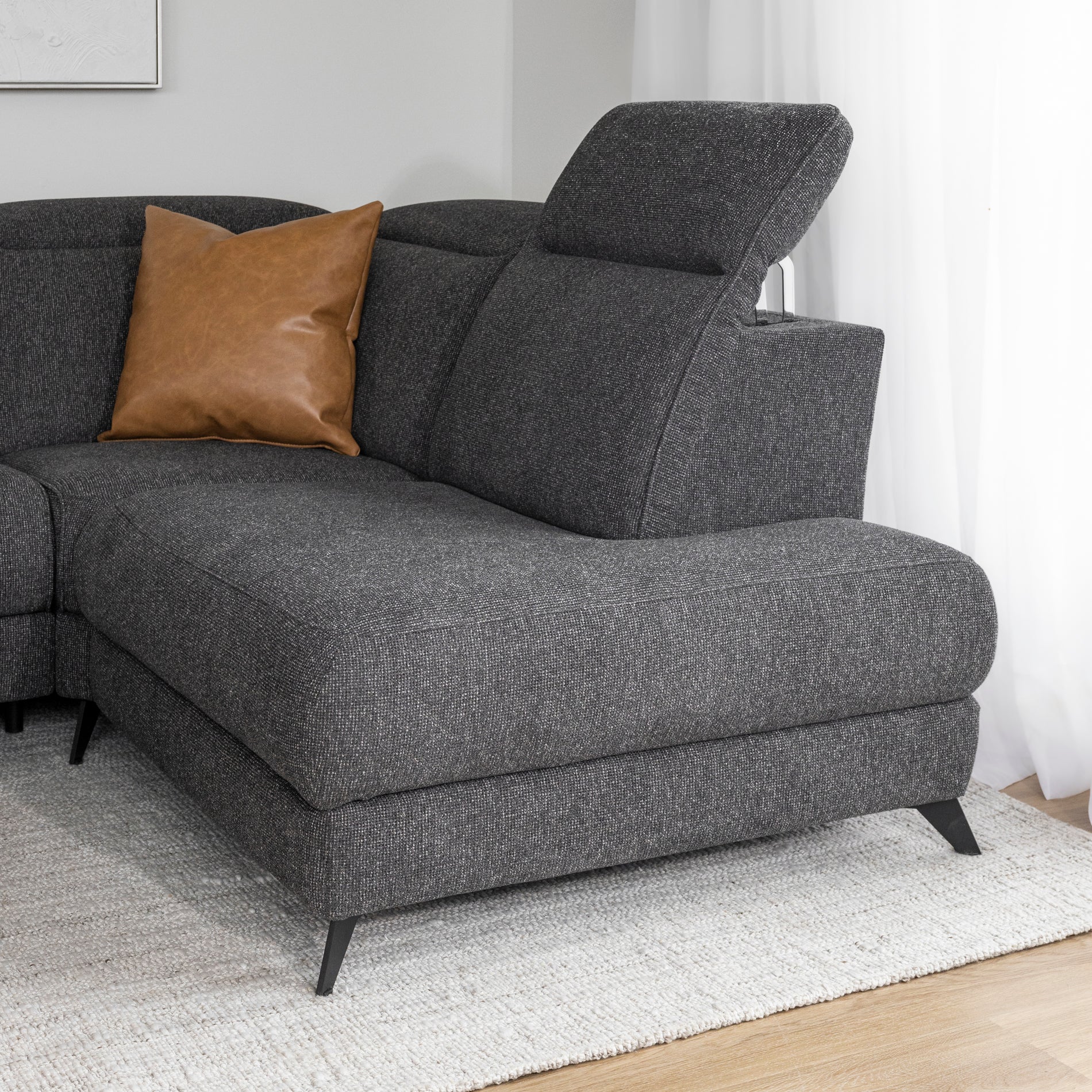 Sectionnel inclinable en tissu anthracite - Solano - Image 5