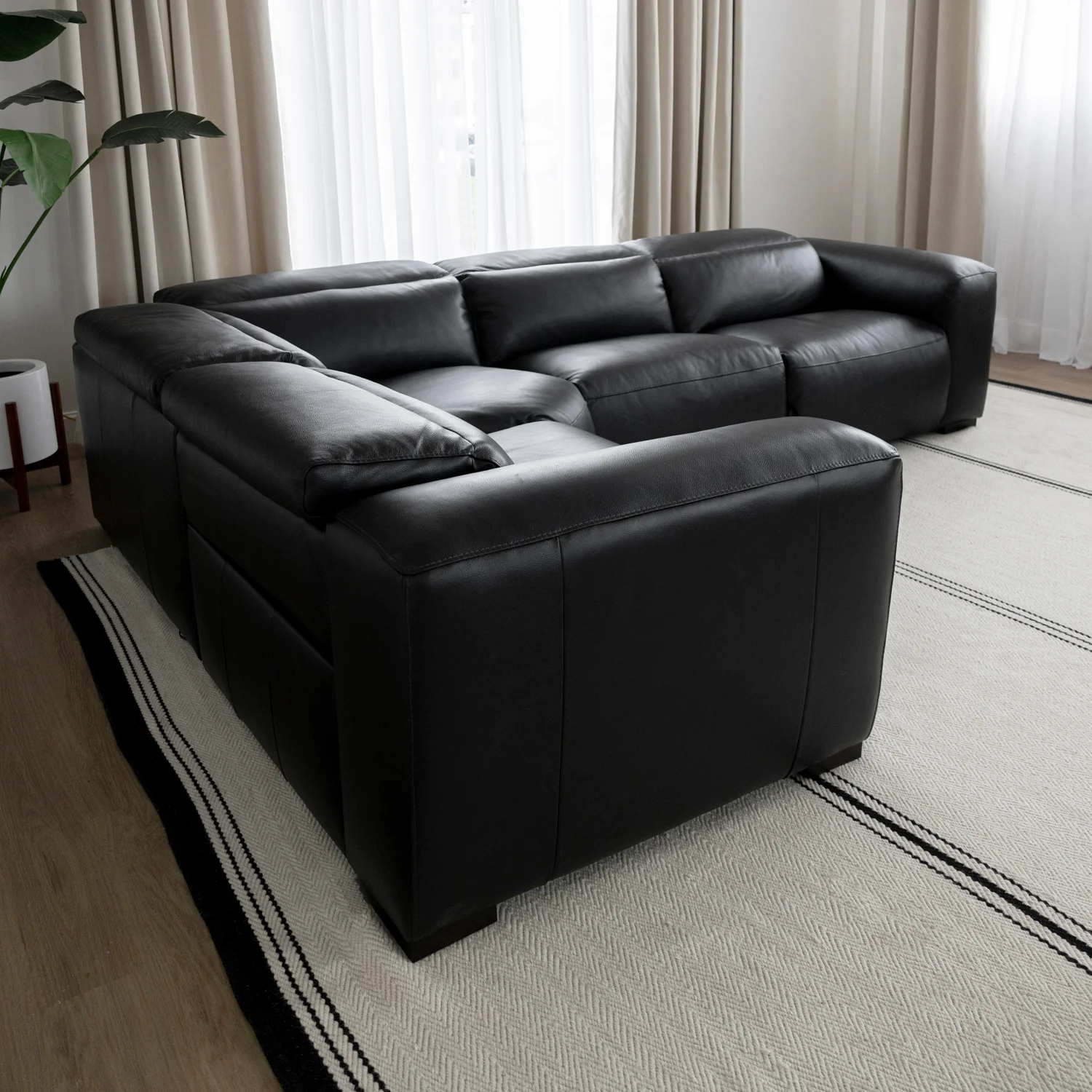 Modulaire Tampa en cuir noir 4 morceaux - Image 11