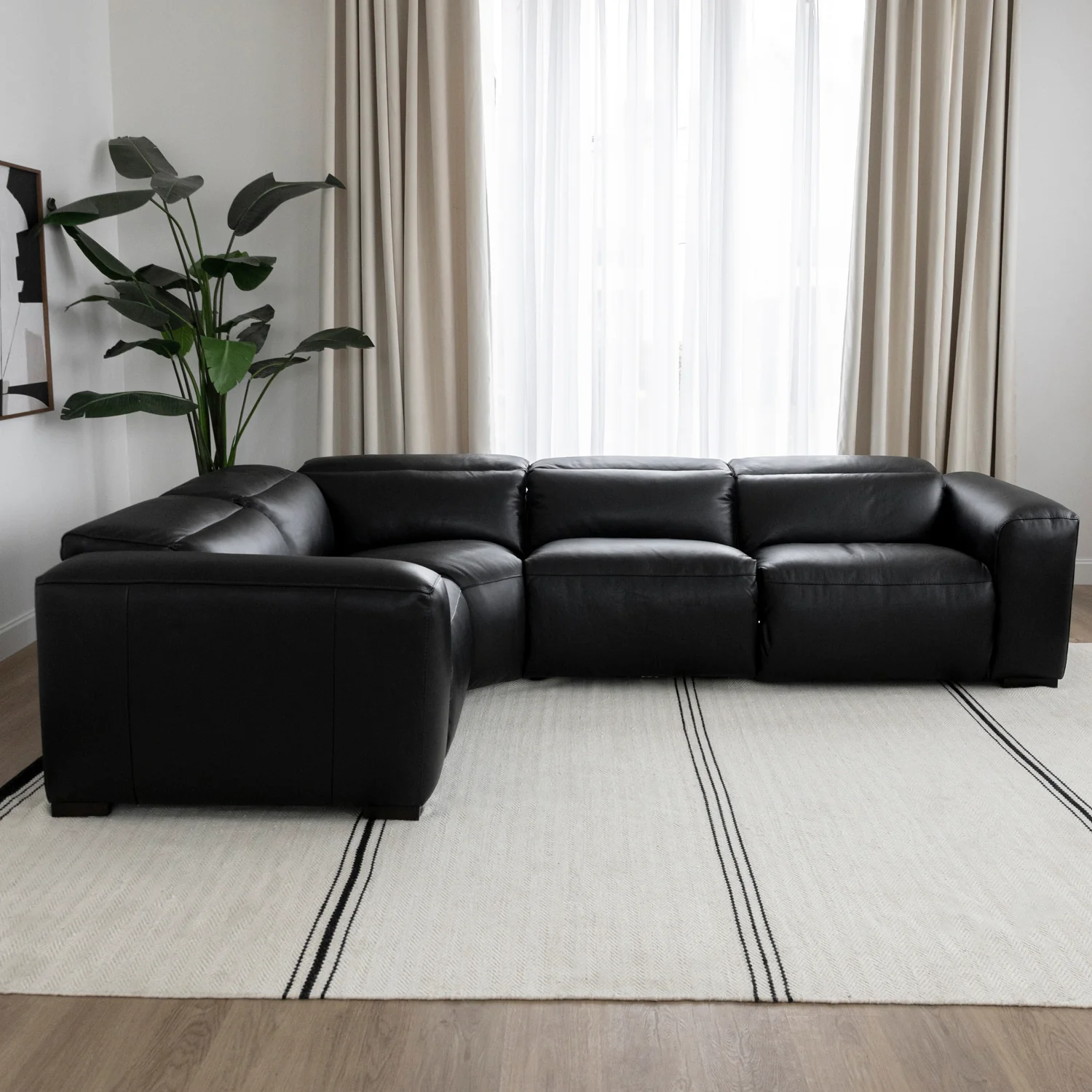 Modulaire Tampa en cuir noir 4 morceaux - Image 8