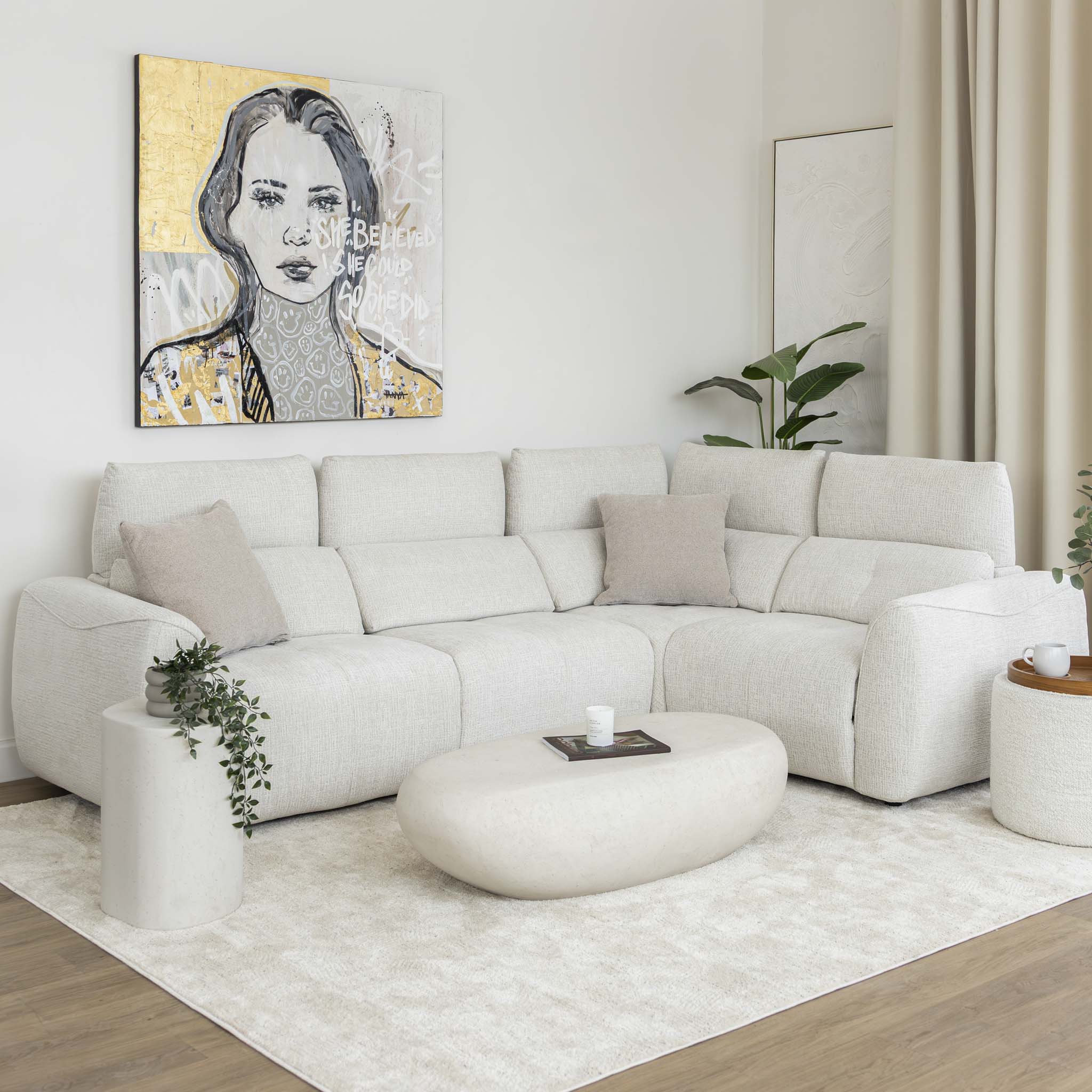Sectionnel inclinable en tissu givré greige - Éléna - Image 11